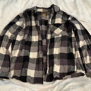 St. John's Bay Gray and White Flannel Shirt